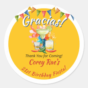 Fiesta 21-årsfirande Tack Custom "Gracias" Runt Klistermärke