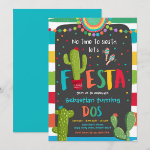 Fiesta 2:a födelsedag Party mexikanska aktus Party Inbjudningar