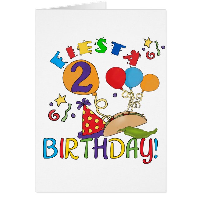 Fiesta 2:a födelsedag T-skjortor och gåvor Hälsningskort (Framsidan)