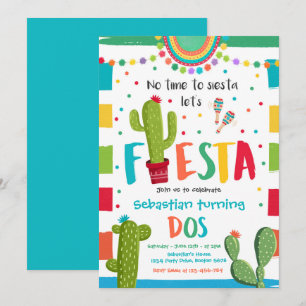 Fiesta 2:a födelsedagen Party mexikanska Cactus Pa Inbjudningar
