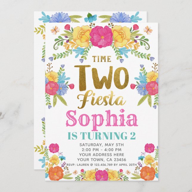 Fiesta 2-års inbjudan (Fram/baksida)