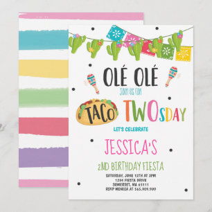 Fiesta 2-års inbjudan Taco Twosday Party
