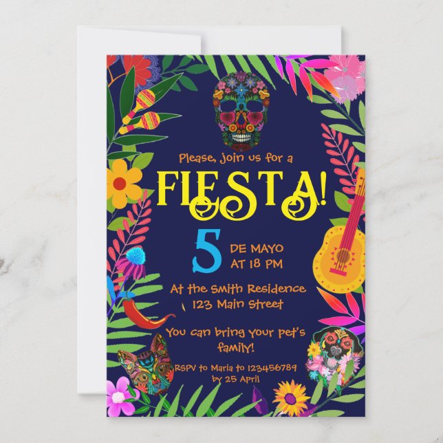 "Fiesta!" 5 de majoinbjudan Inbjudningar (Framsida)