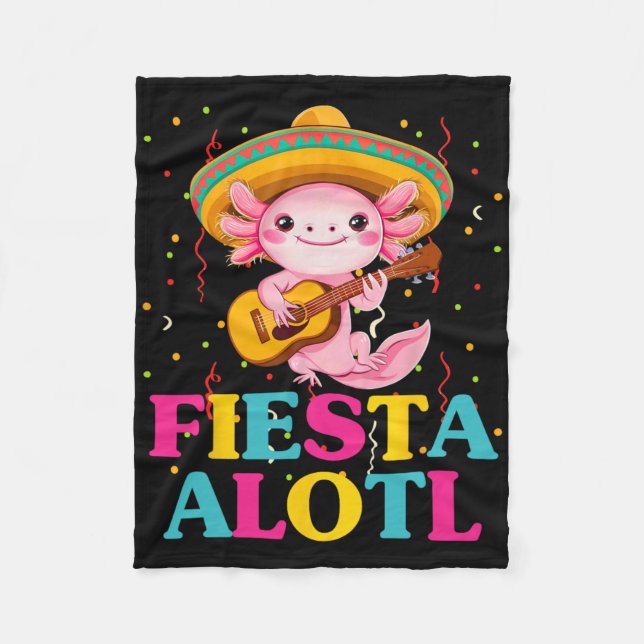 Fiesta Alotl cinco de Mayo Axolotl med Sombrero A Fleecefilt (Framsidan)