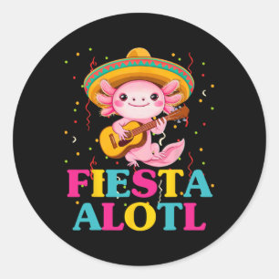 Fiesta Alotl cinco de Mayo Axolotl med Sombrero A Runt Klistermärke