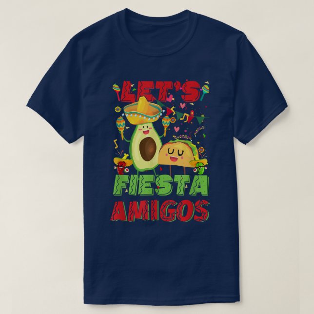 Fiesta Amigos Avocado och Tacos cinco de Mayo T Shirt (Design framsida)