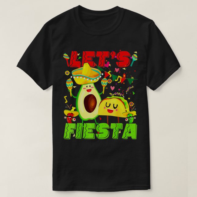 Fiesta Avocado och Tacos Cinco de Mayo Mexican Par T Shirt (Design framsida)