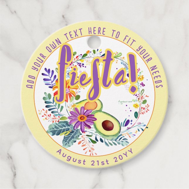 FIESTA Avokado Folkart Blommor Anpassad Gåvor Etiketter (Framsida)