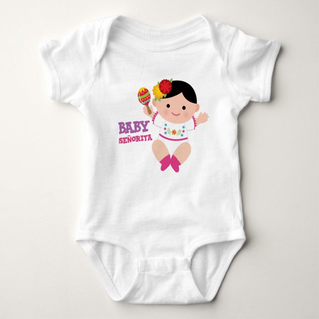 Fiesta Baby Bodydress, Mexikanska Baby Outfit T-shirt (Framsida)
