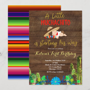 Fiesta Baby Muchacho, första födelsedagsinbjudan Inbjudningar