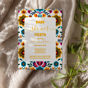 Fiesta Baby Shower Blommigt för färglöst vattenfär Inbjudningar