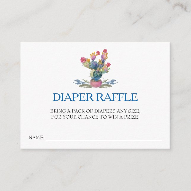 Fiesta Baby Shower Diaper Raffle Biljett Tilläggskort (Framsida)