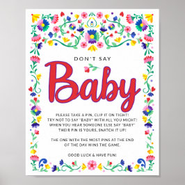 Fiesta Baby Shower Game Säg inte Baby Poster