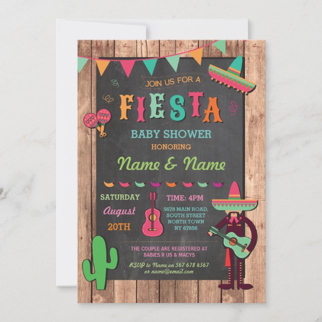 Fiesta Baby Shower Girl eller Boy Mexican Inbjudan (Framsida)
