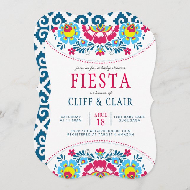 Fiesta Baby Shower Inbjudan (Fram/baksida)
