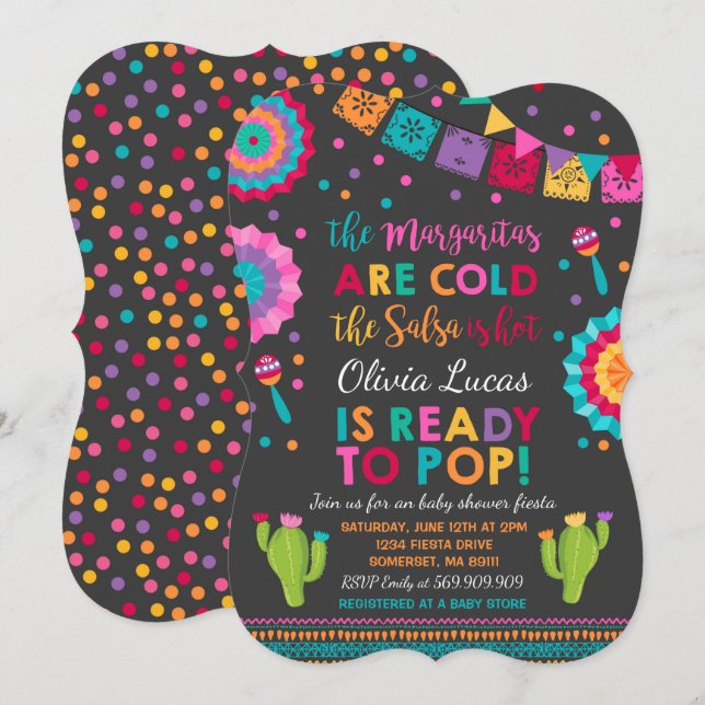 Fiesta Baby Shower-inbjudan för mexikanska babysko Inbjudningar (Fram/baksida)