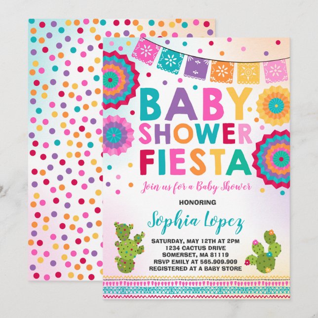 Fiesta Baby Shower-inbjudan för mexikanska babysko Inbjudningar (Fram/baksida)