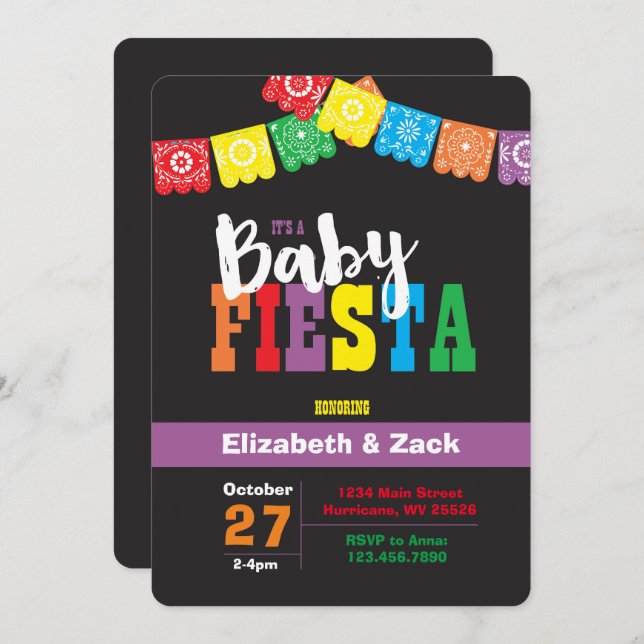 Fiesta Baby Shower-inbjudan Inbjudningar (Fram/baksida)
