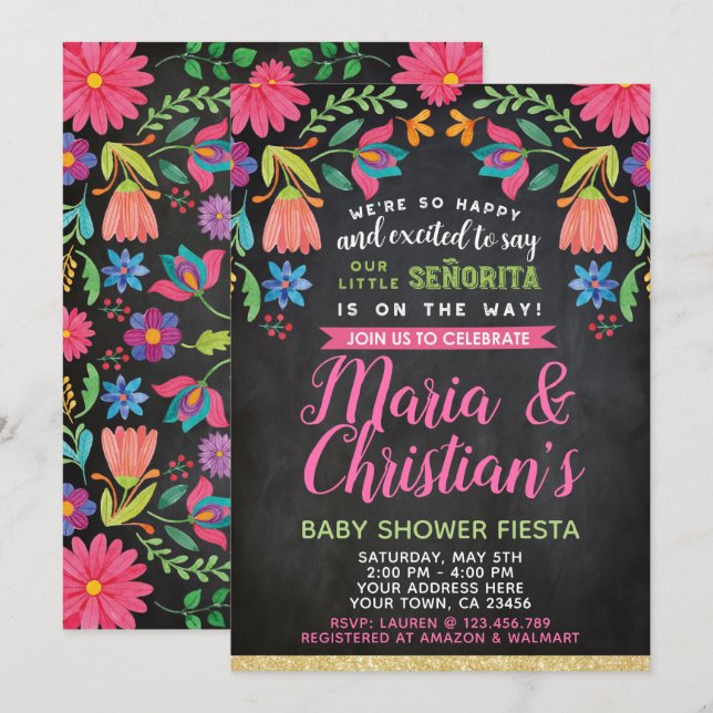 Fiesta Baby Shower-inbjudan Inbjudningar (Fram/baksida)