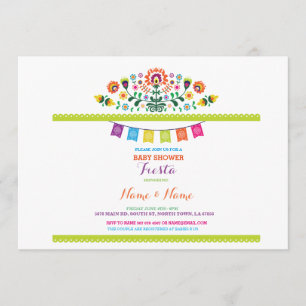 Fiesta Baby Shower Mexican Blommigt Mexico Inbjuda Inbjudningar