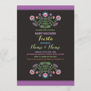 Fiesta Baby Shower Mexican Girl Boy Flower Inbjuda Inbjudningar