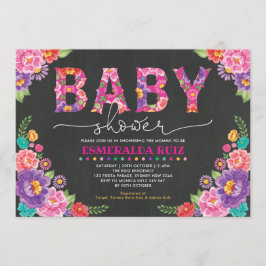Fiesta Baby Shower | Mexikanska Blommigten Chalkbo Inbjudningar