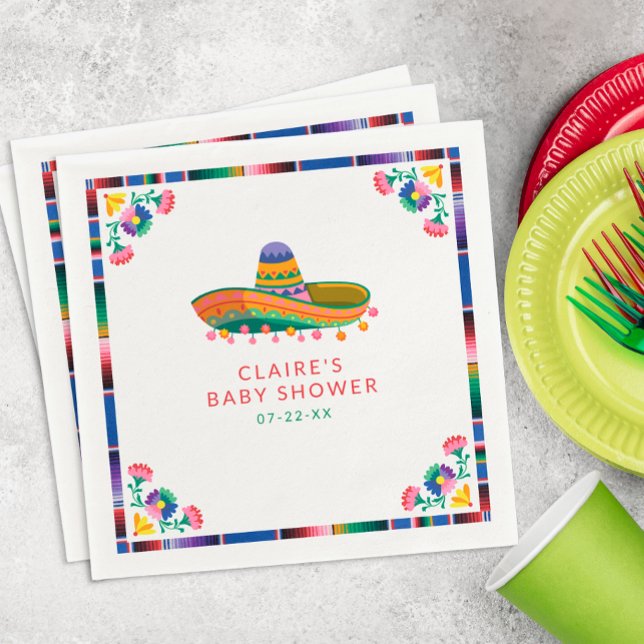 Fiesta Baby Shower Napkins - Blommigt Sombrero Tac Pappersservett (Fiesta Baby Shower Napkins)