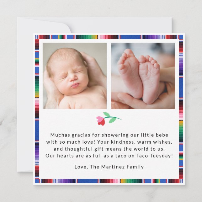 Fiesta Baby Shower - tack för ditt kort - färgstar (Baksida)