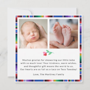 Fiesta Baby Shower - tack för ditt kort - färgstar