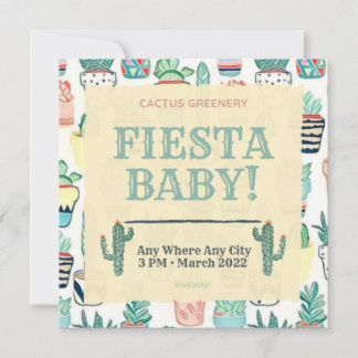Fiesta Baby Sprinkle-inbjudan Cactus Greenery Inbjudningar