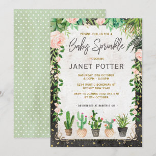 Fiesta Baby Sprinkle-inbjudan Cactus Greenery Inbjudningar