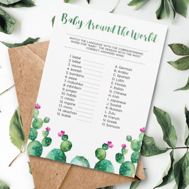 Fiesta Baby Värld runt Shower Game Card Tilläggskort (Skapare uppladdad)