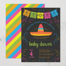 Fiesta babydusch, färgstark kritdesign inbjudningar