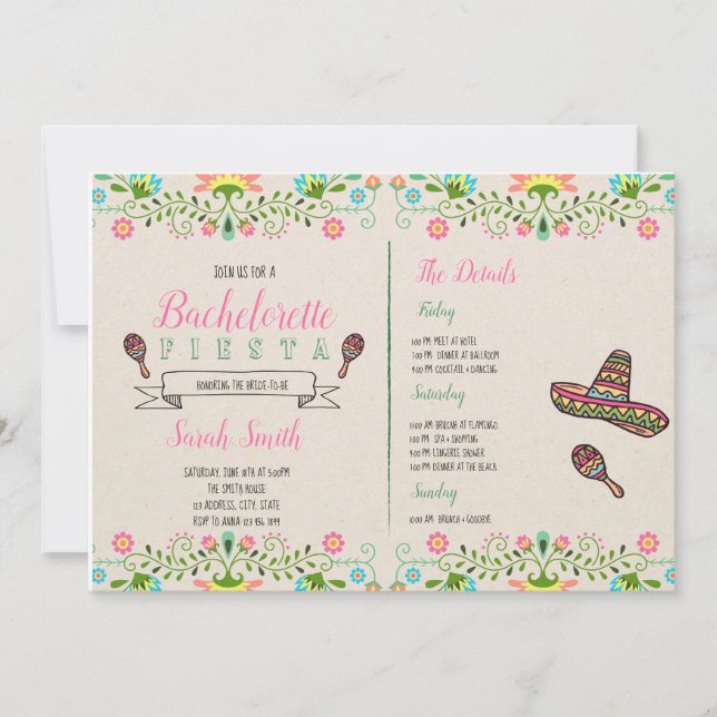 Fiesta bachelorette med italiensk inbjudan (Framsida)