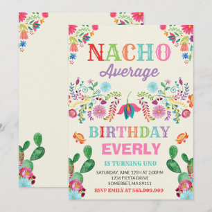 Fiesta Birthday bjudande Nacho Average Party Inbjudningar
