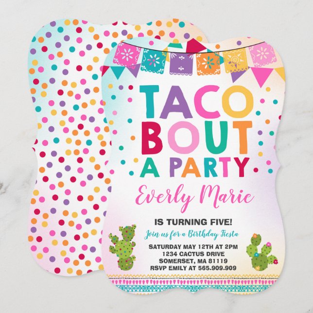 Fiesta Birthday bjudande Taco Bout A Party Inbjudningar (Fram/baksida)