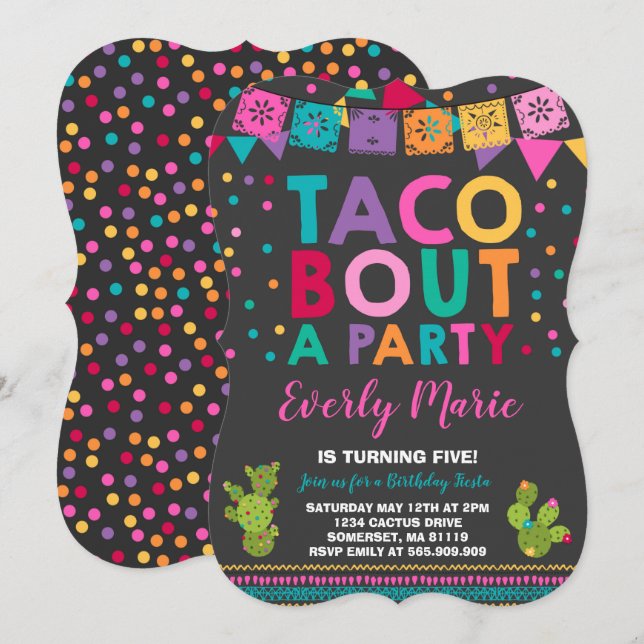 Fiesta Birthday bjudande Taco Bout A Party Inbjudningar (Fram/baksida)