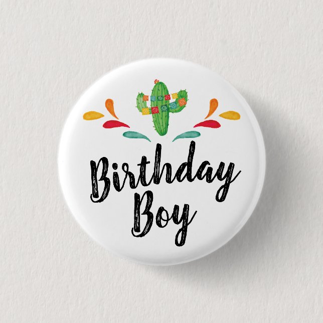 Fiesta Birthday Boy Button Knapp (Framsida)