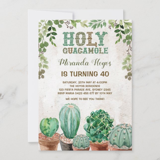 Fiesta Birthday Call Rustic Cactus Succulent Inbjudningar (Framsida)