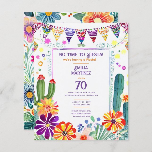 FIESTA Birthday Folkart Flowers 40:e 60:e (Fram/baksida)