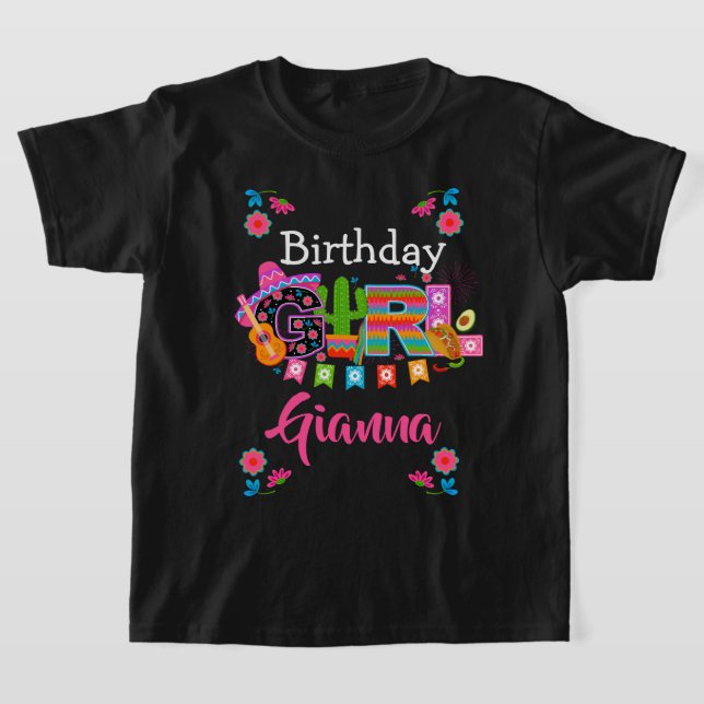 Fiesta Birthday Girl | Mexiko Party | anpassningsb T Shirt (Laydown)