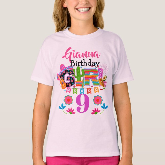 Fiesta Birthday Girl | Mexiko Party T Shirt (Framsida)