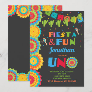 Fiesta Birthday-inbjudan Fiesta Roligt Turning Uno Inbjudningar