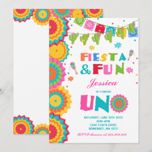 Fiesta Birthday-inbjudan Fiesta Roligt Turning Uno Inbjudningar