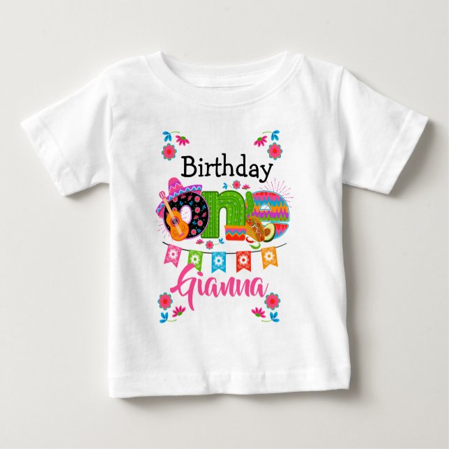 Fiesta Birthday One | Mexiko Party T Shirt (Framsida)