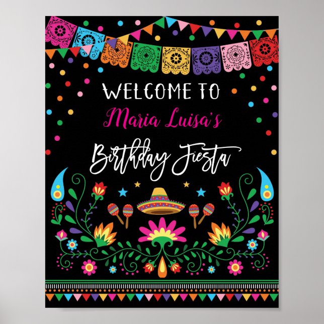 Fiesta Birthday Välkommen Poster Cinco de Mayo (Framsidan)