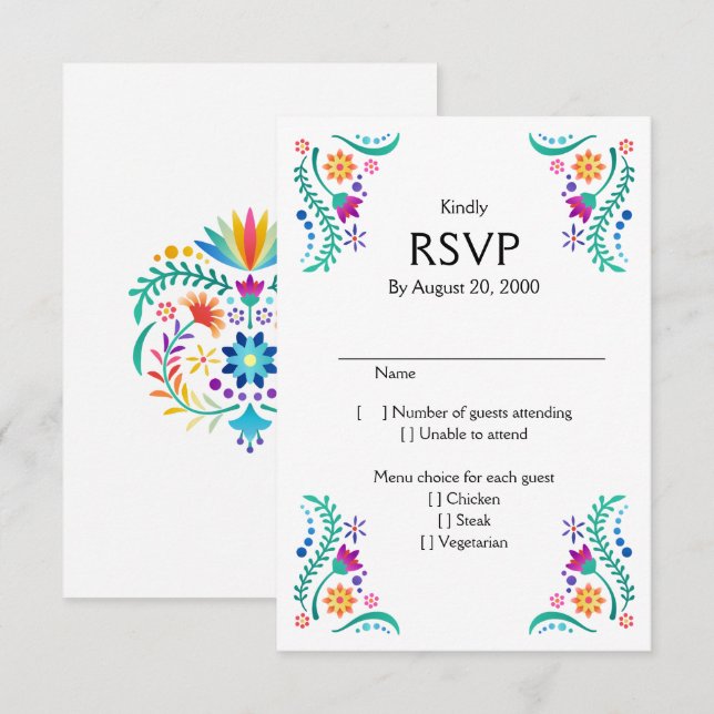 Fiesta Blommig Bröllop Quinceañera Svar senast (Fram/baksida)