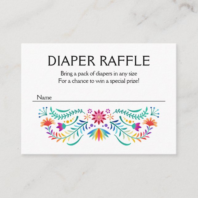 Fiesta Blommigt Diaper Raffle Baby Shower Tilläggskort (Framsida)