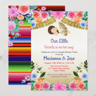 Fiesta Blommigt Girl Couple duschparty bjudande Inbjudningar