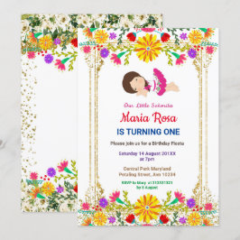 Fiesta Blommigt Mexican Girl Party Birthday Inbjudningar